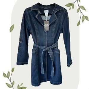 NWT Monroe & Main Denim Tie Belt Button Down Midi Dress- Size Small